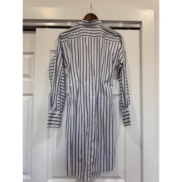 NWT Ralph Lauren Womens 8 White Stripe Tie Button Up Shirttail Broadcloth Dress - Picture 4 of 10